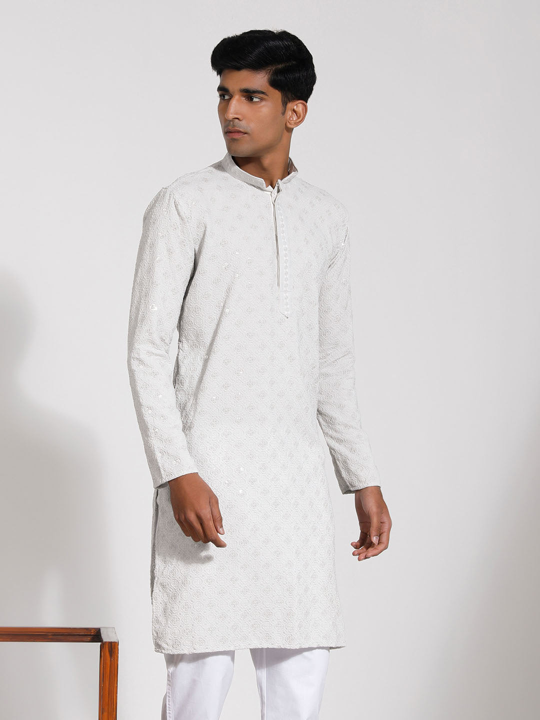 Men's Grey Rayon Kurta