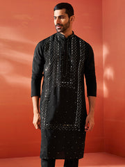 Men's Black Silk Blend Kurta