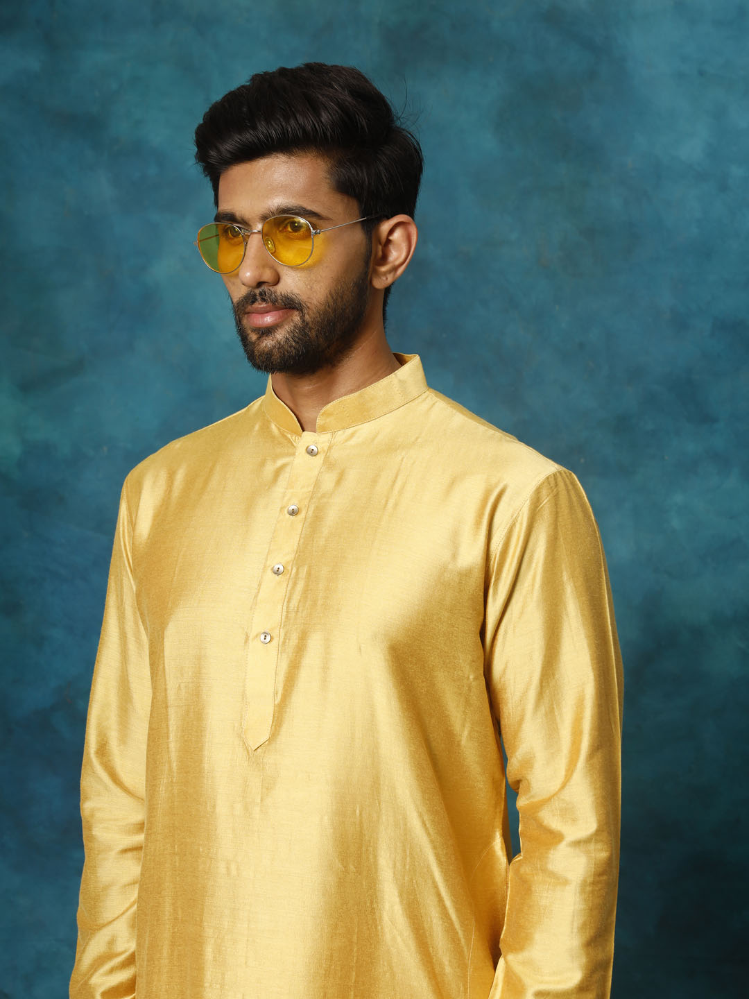 Men's Mustard Viscose Kurta