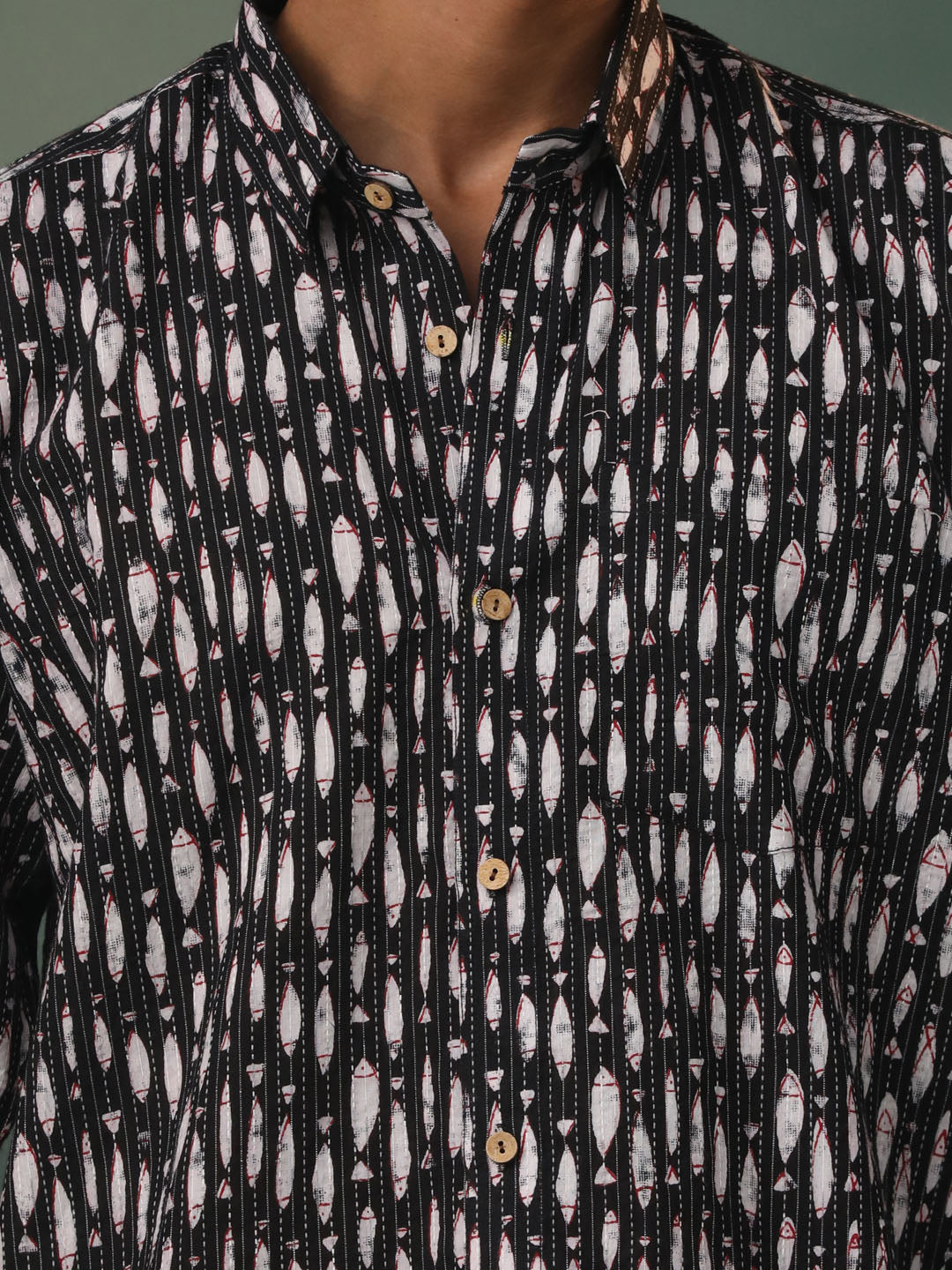 Men's Black Cotton Ethnic Shirt