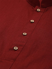 Men's Maroon Cotton Kurta