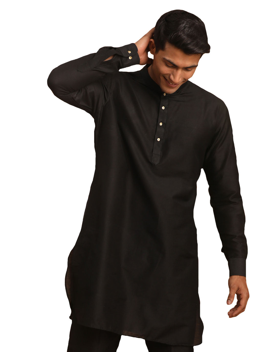 Men's Black Viscose Kurta