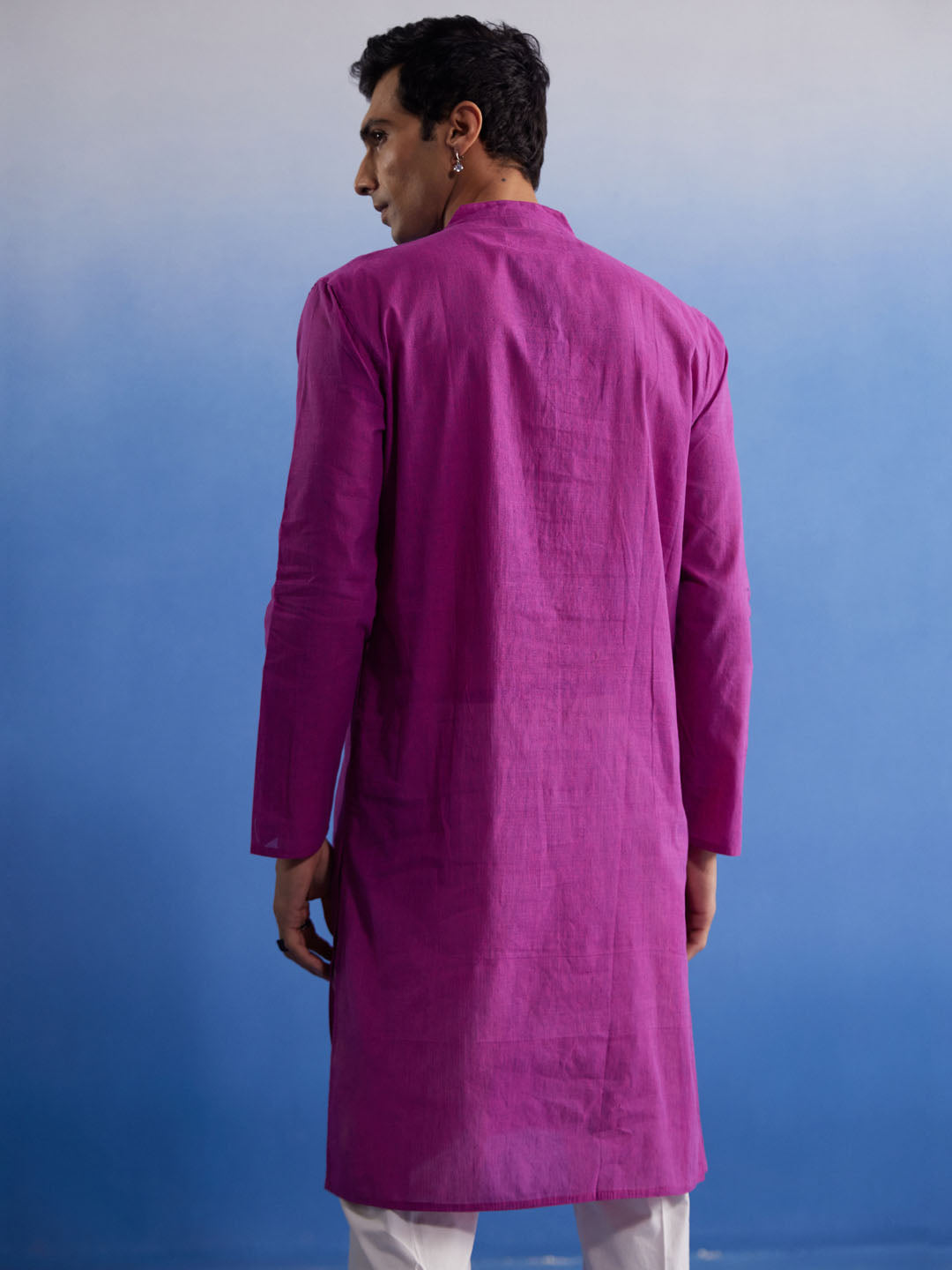 Men's Purple Pure Cotton Kurta