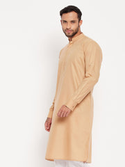 Men's Beige Cotton Blend Kurta