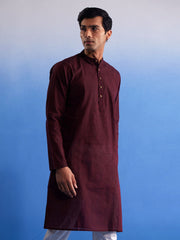 Men's Maroon Pure Cotton Kurta