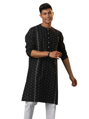 Men's Black Cotton Kurta