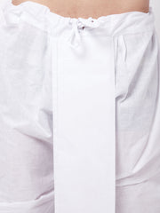 Men's White Pure Cotton Kurta And Dhoti Set