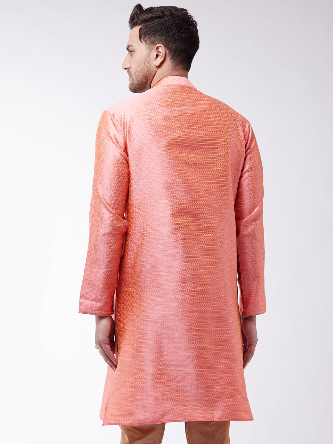 Men's Pink Silk Blend Kurta