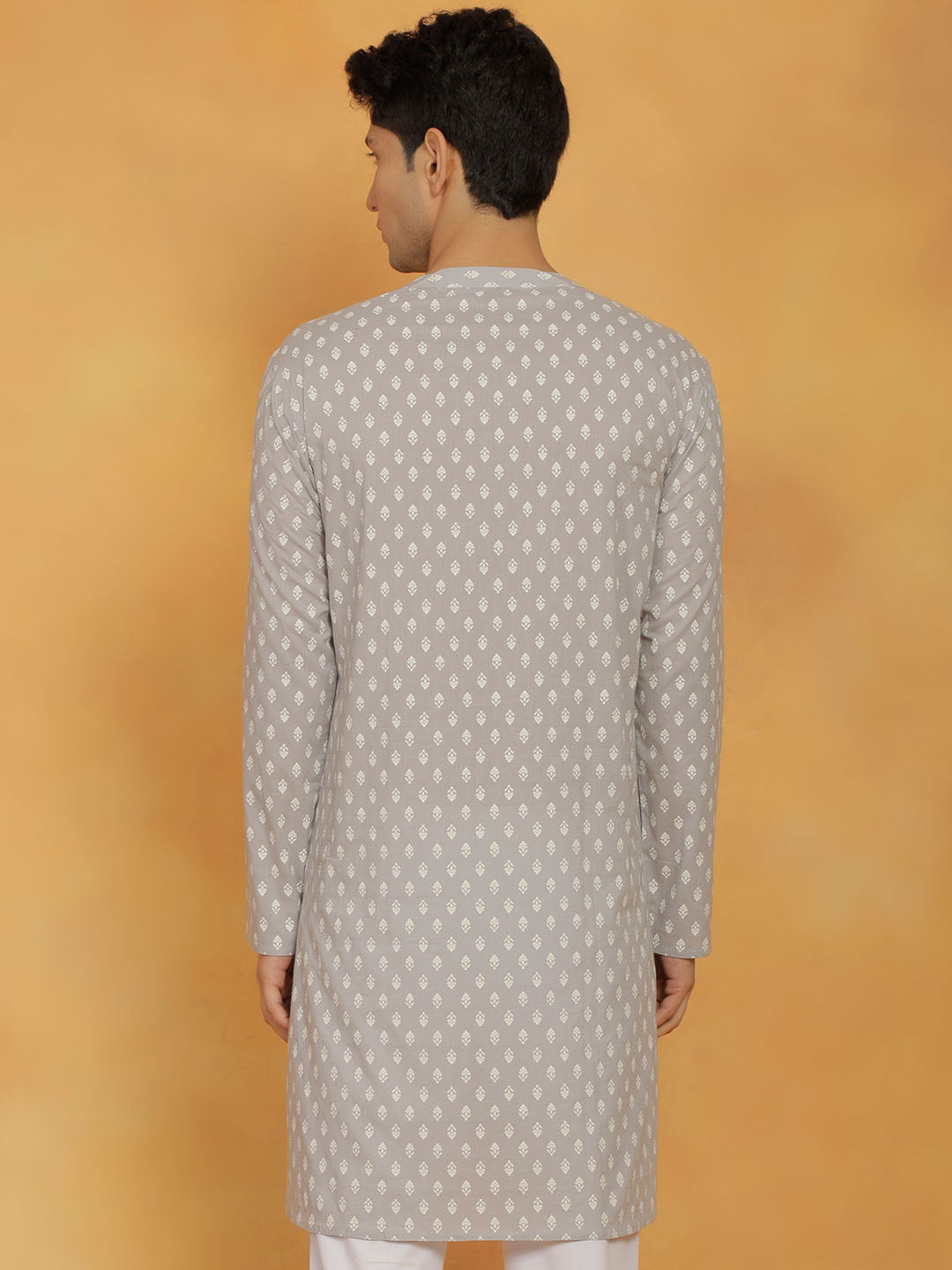 Men's Gray Cotton Kurta