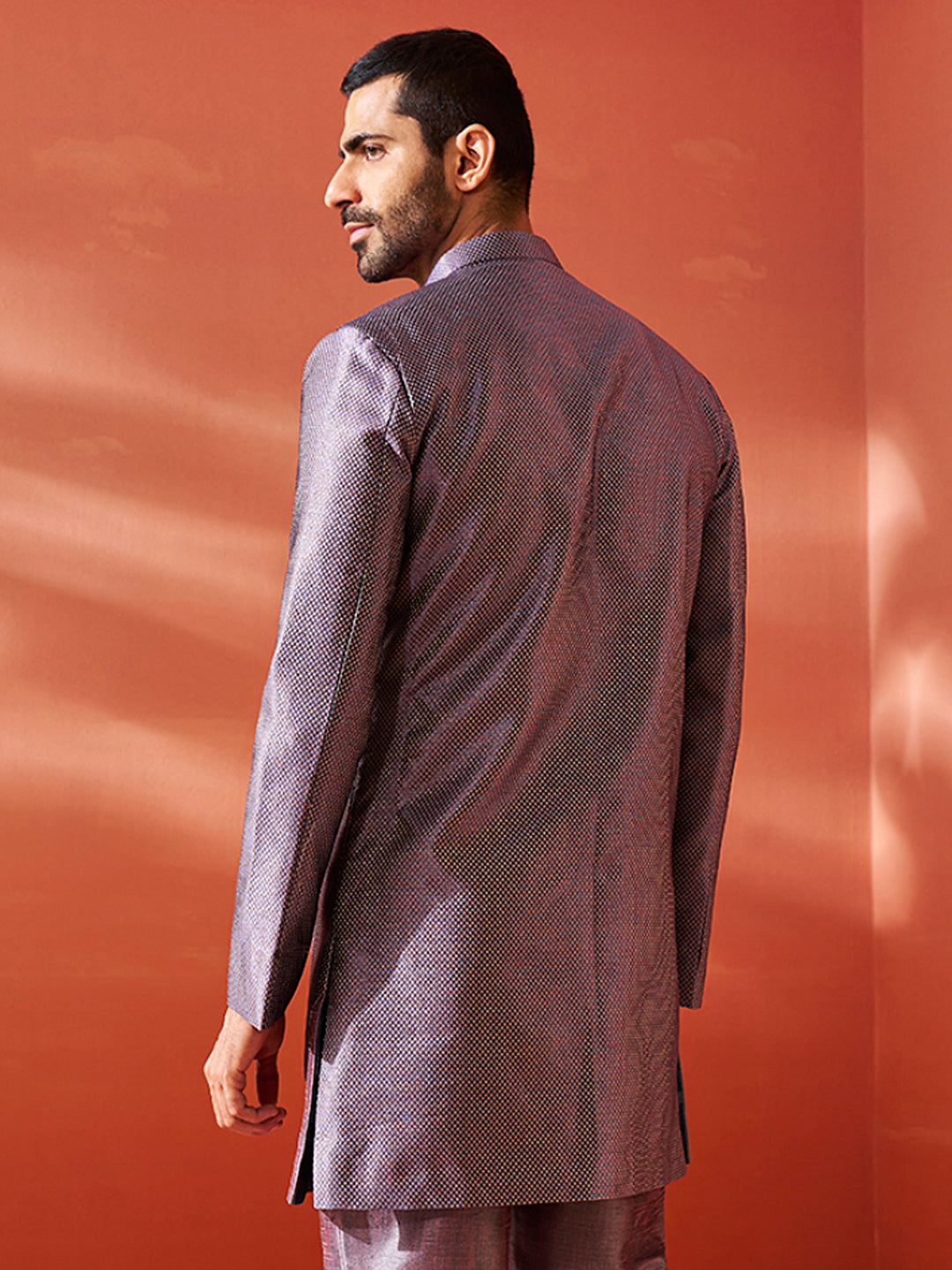 Men's Purple Silk Blend Sherwani Only Top