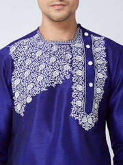 Men's Blue Silk Blend Kurta