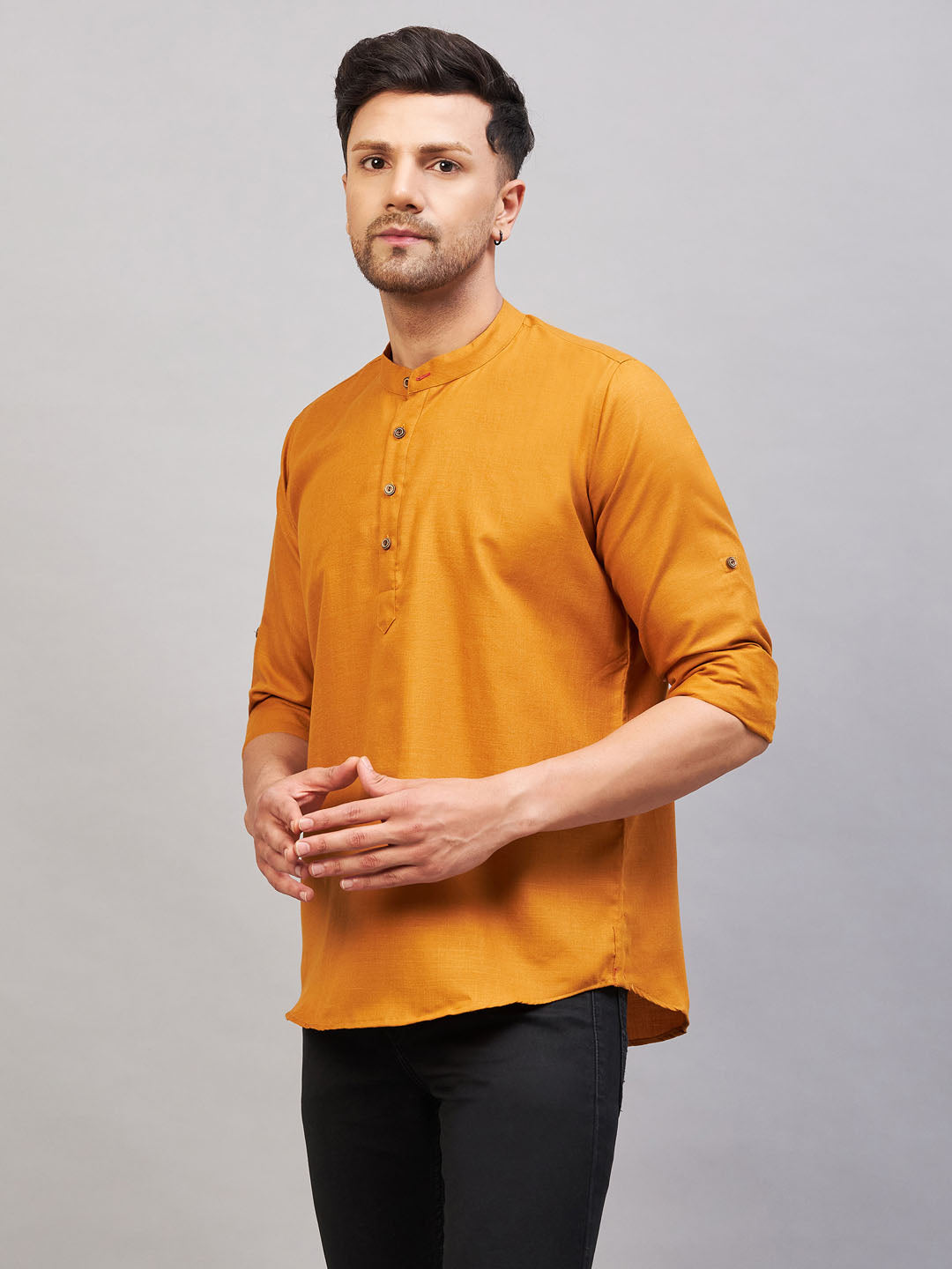 Men's Rust Cotton Blend Kurta