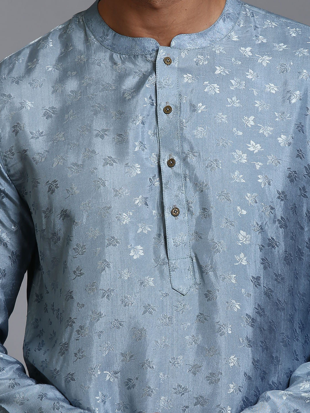 Men's Grey Silk Blend Kurta