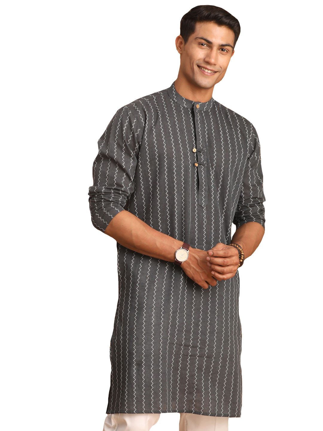 Men's Grey Cotton Kurta