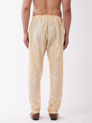 Men's Gold Silk Blend Embroidered Pyjama