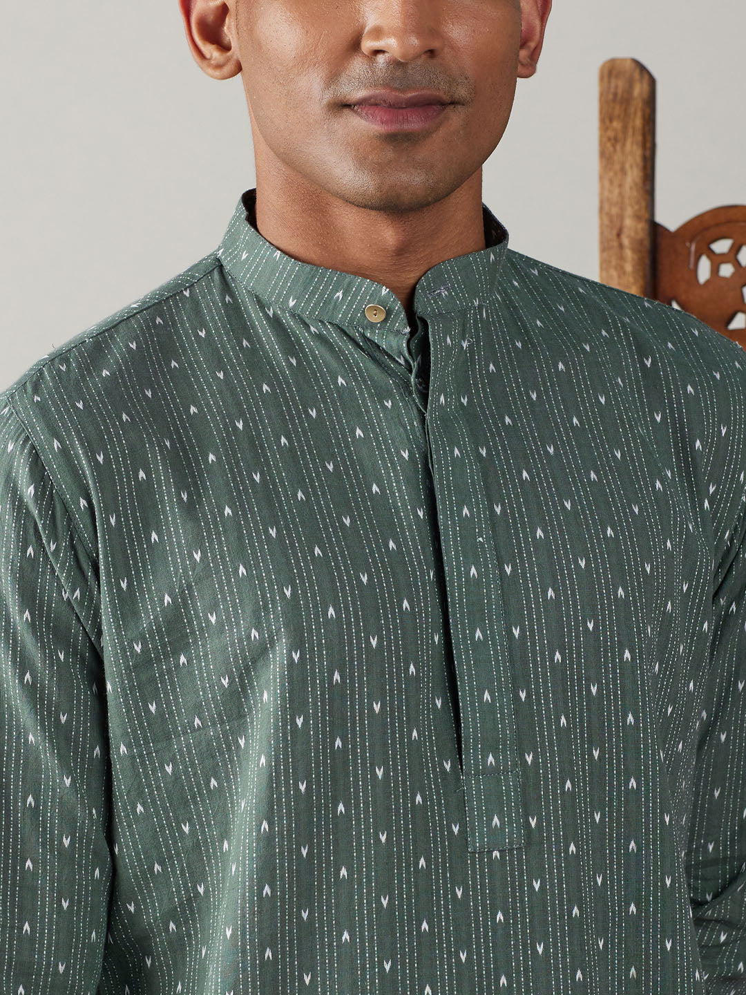 Men's Green Cotton Kurta