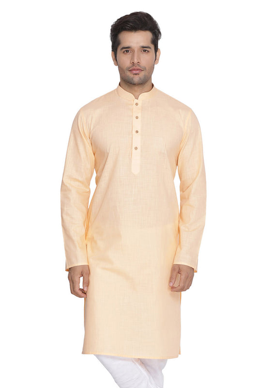 Men's Beige Cotton Linen Blend Kurta