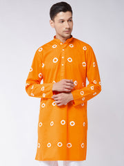 Men's Orange Pure Cotton Kurta