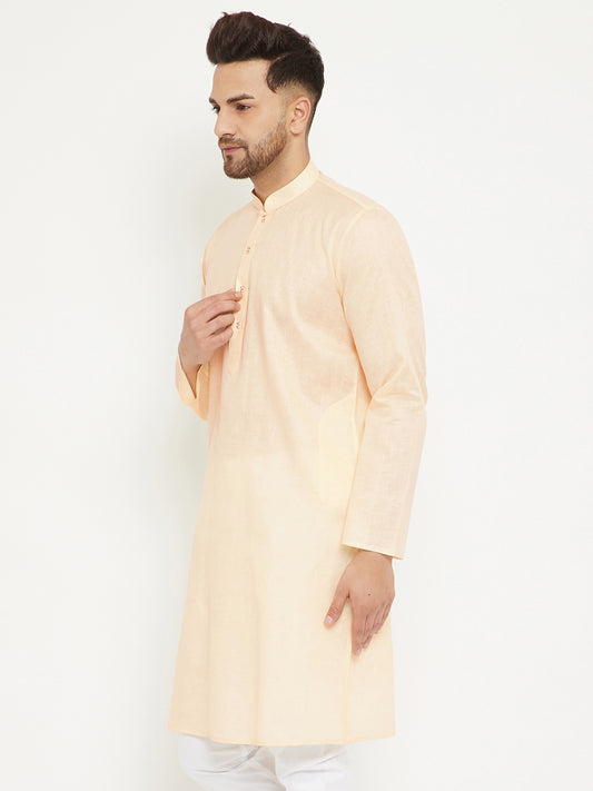 Men's Cream Cotton Blend Kurta