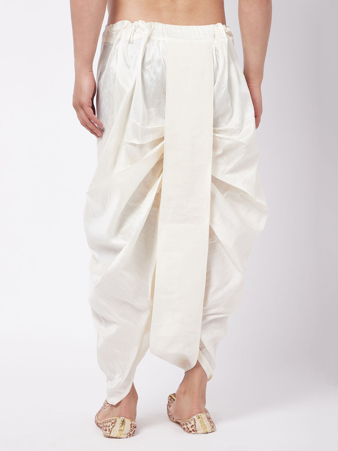 Men's Cream Silk Blend Traditional Dhoti