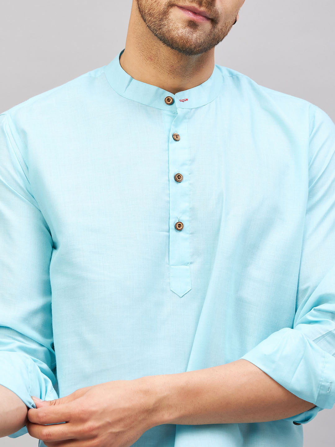 Men's Aqua Cotton Blend Kurta