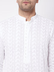 Men's White Pure Cotton Kurta And Dhoti Set