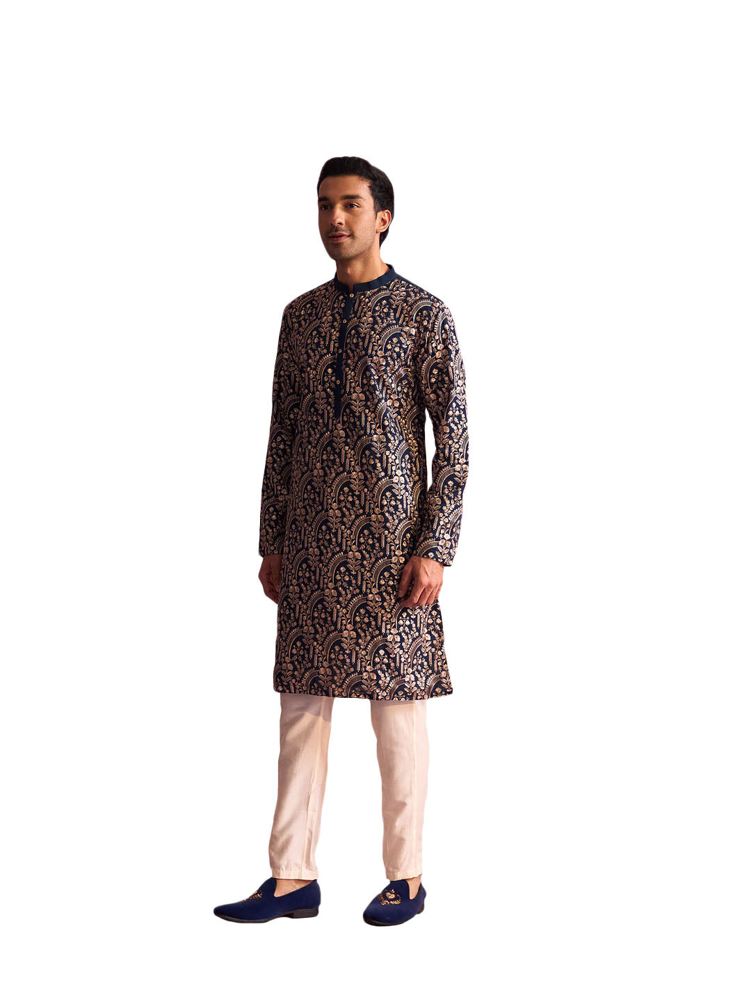 Men's Turquoise Green Georgette Kurta Pyjama Set