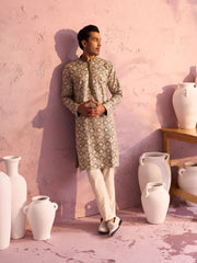 Men's Green Silk Blend Kurta