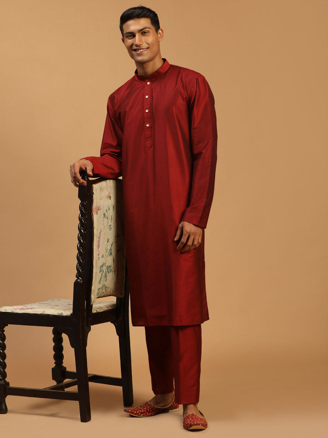 Men's Maroon Viscose Pant Style Pyjama