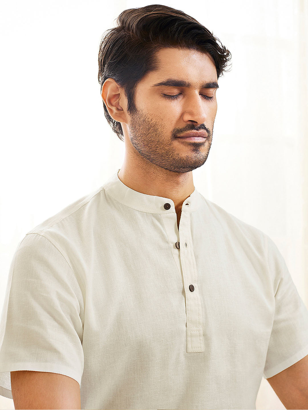 Men's White Cotton Kurta Pyjama Set