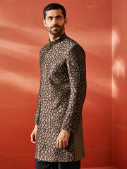 Men's Coffee Silk Blend Sherwani Only Top