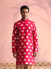 Men's Valentino Pink Viscose Kurta