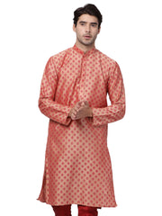 Men Pink Cotton Blend Kurta