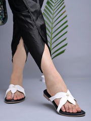 Shoetopia Casual White Flat Sandals For Women & Girls