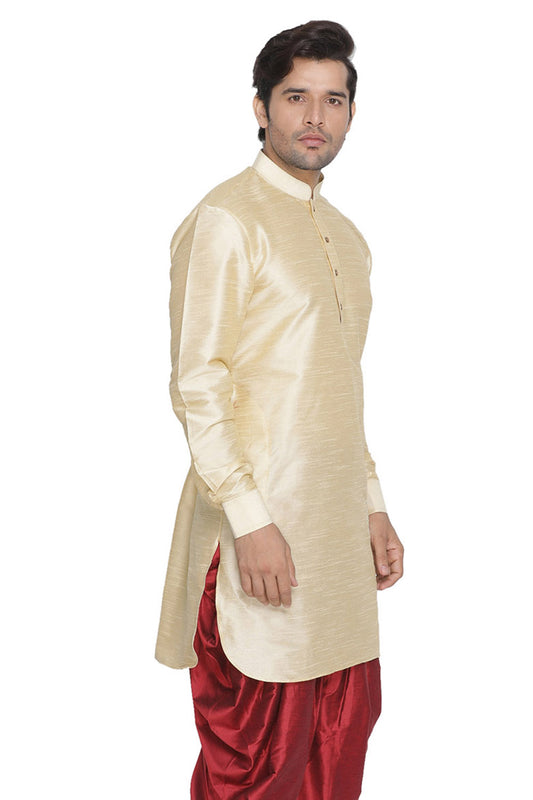 Men's Gold Silk Blend Kurta