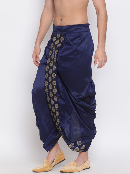 Men's Navy Blue Silk Blend Dhoti