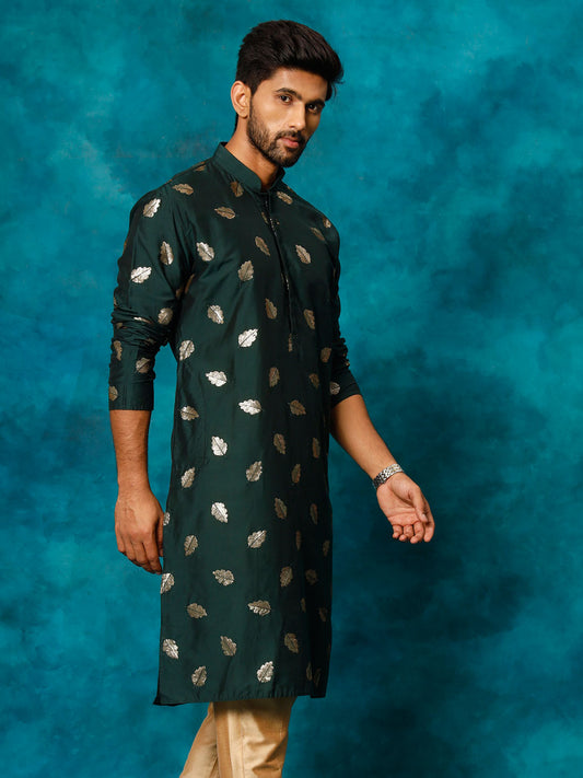 Men's Green Cotton Blend Kurta