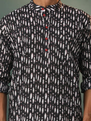 Men's Black Cotton Kurta