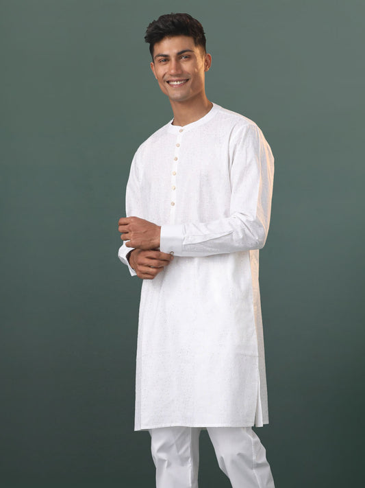 Men's White Cotton Kurta