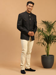 Men's Black Silk Blend Jodhpuri