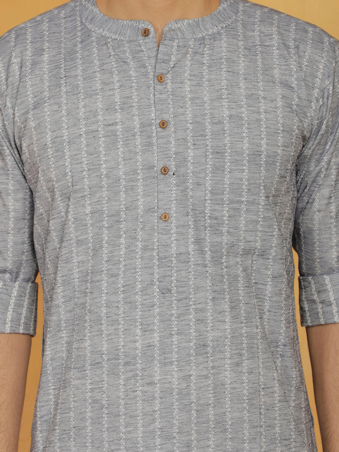 Men's Gray Cotton Kurta