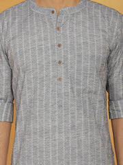 Men's Gray Cotton Kurta