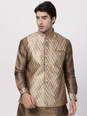 Men's Gold Silk Blend Nehru Jacket