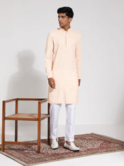 Men's Peach Rayon Kurta And Pyjama Set