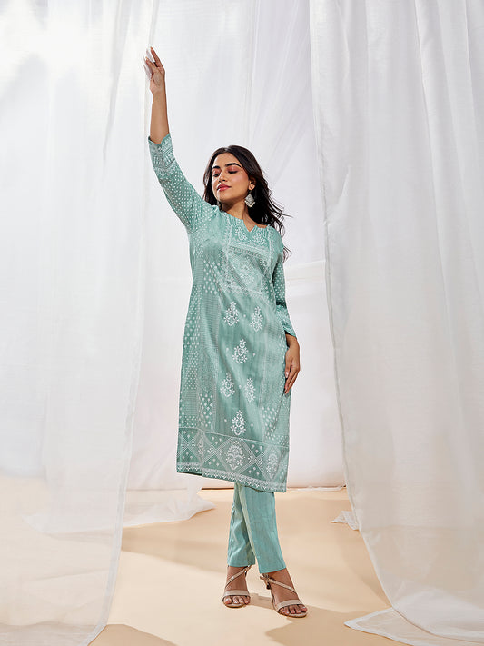 Women's Mint Green Kurta Set