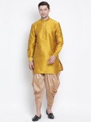 Men's Yellow Silk Blend Kurta