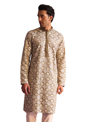 Men's Green Silk Blend Kurta