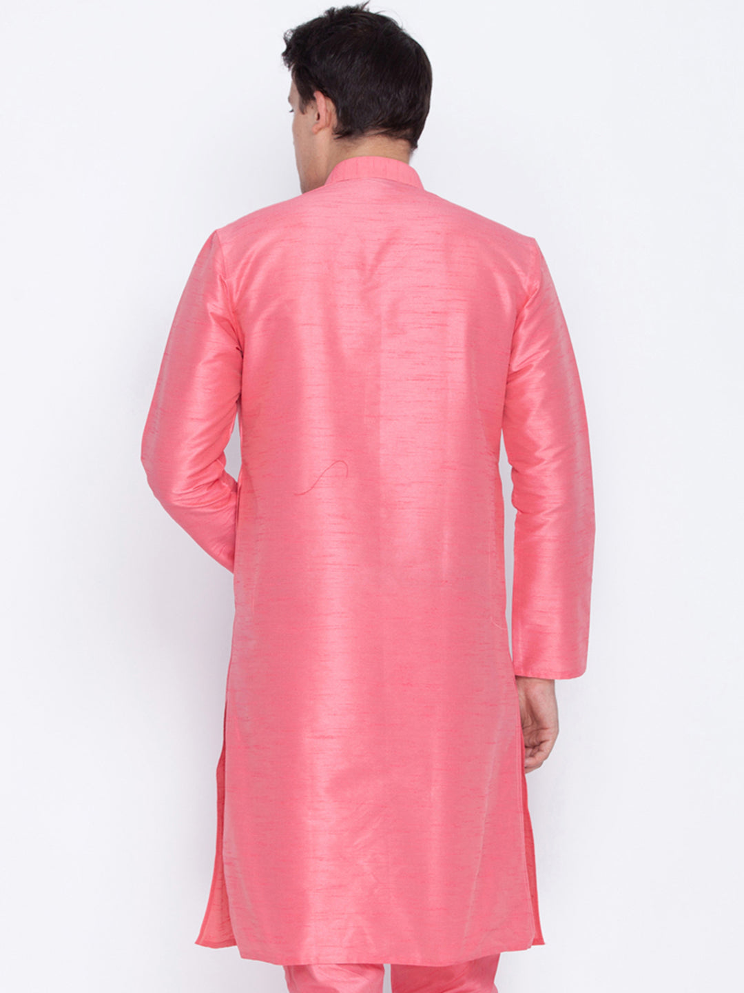 Men's Pink Silk Blend Kurta