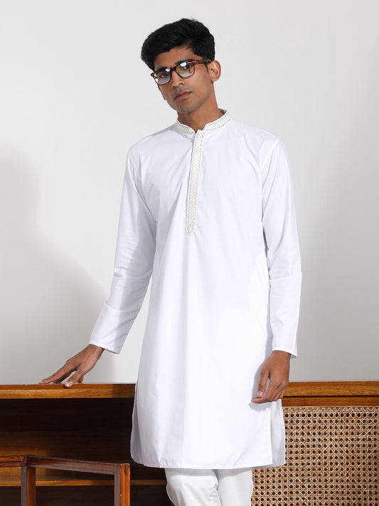 Men's White Cotton Kurta