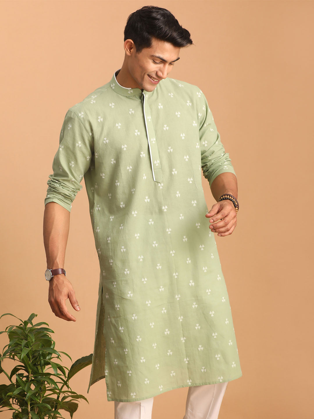 Men's Green Cotton Kurta